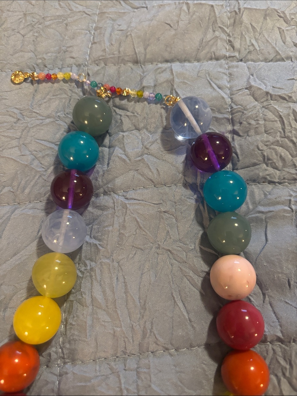 Vibrant Multicolor Bead Necklace - Colorful Statement Jewelry - Picture 3 of 3